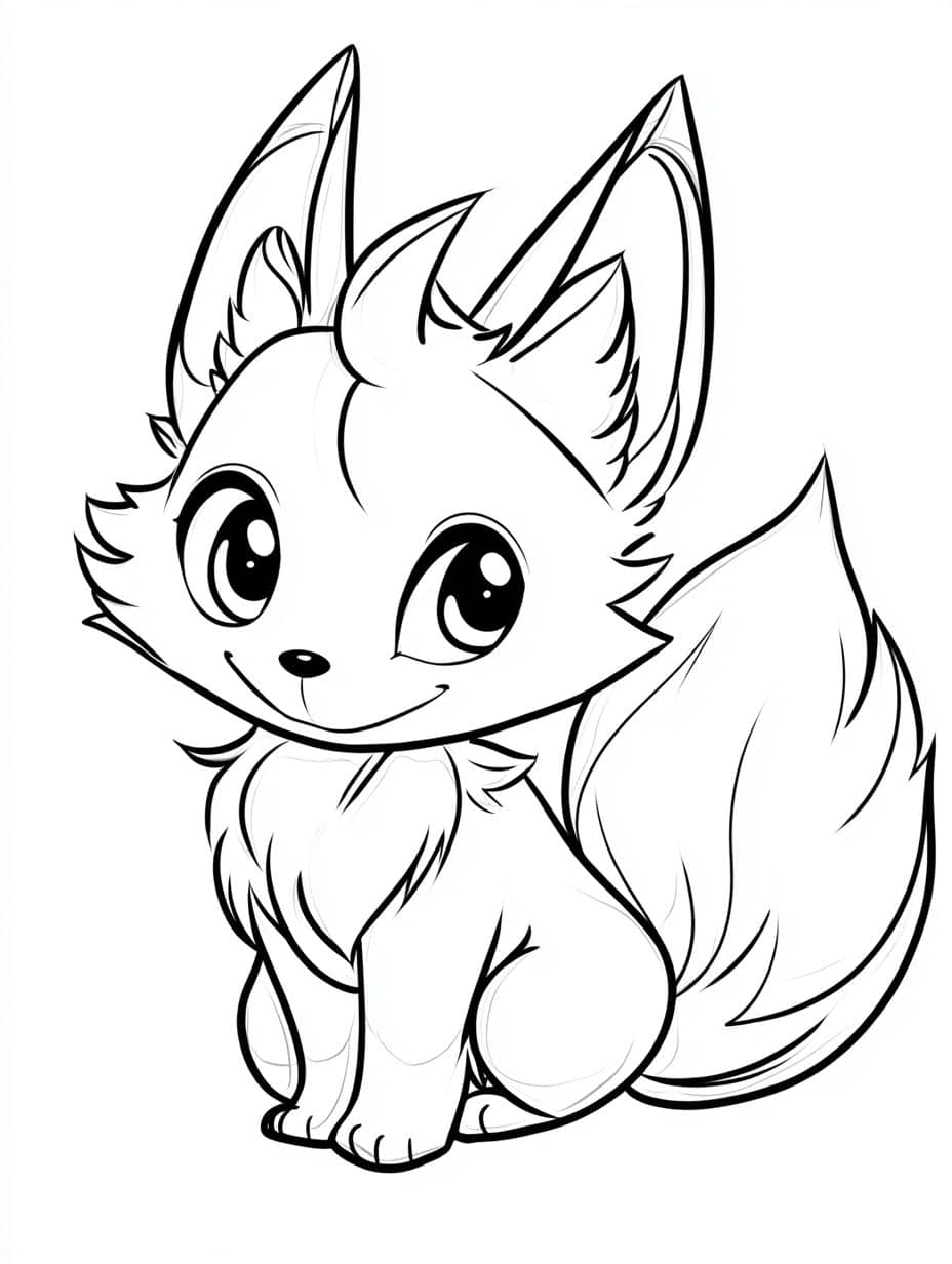 Coloriage Renard Poil Frise