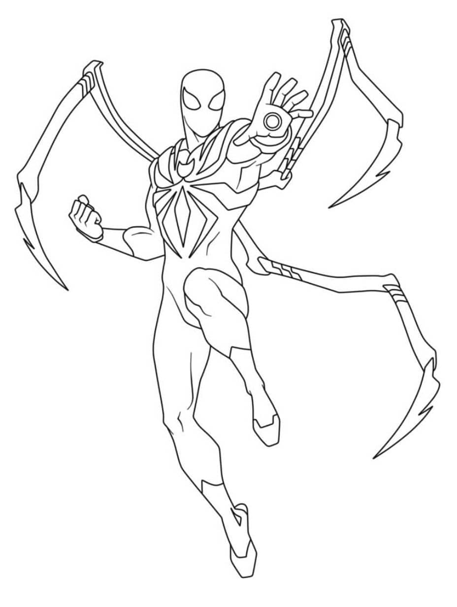 coloriage spiderman en mode combat