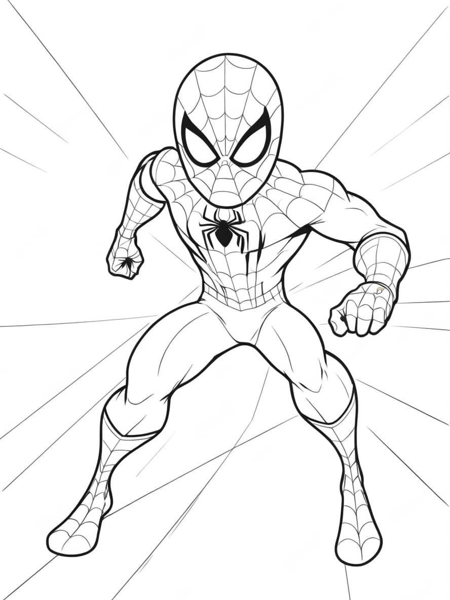 coloriage spiderman en position de garde