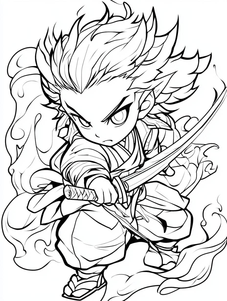 Coloriage Tanjiro Kamado Epee Levee Demon Slayer