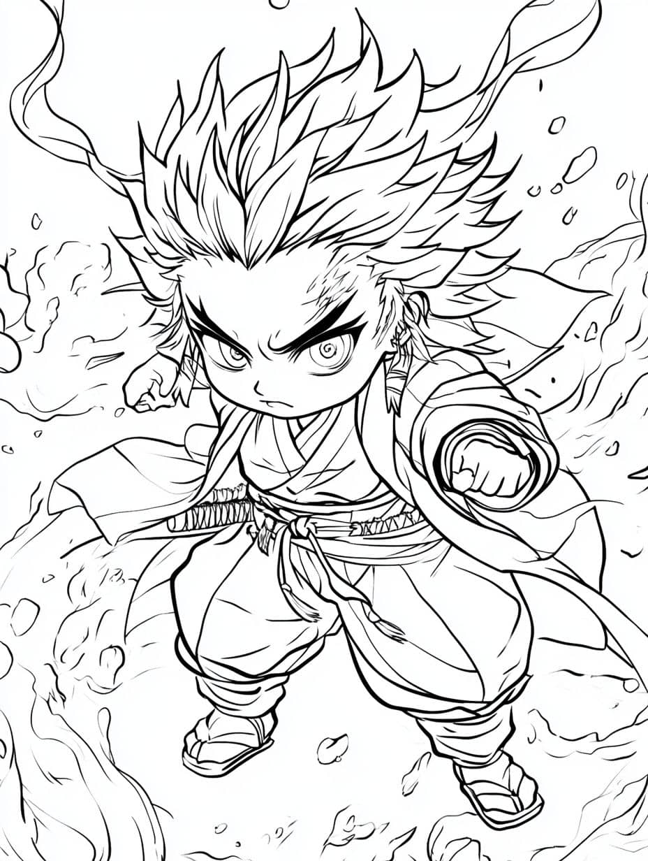 Coloriage Tanjiro Pose De Combat Tueur De Demon