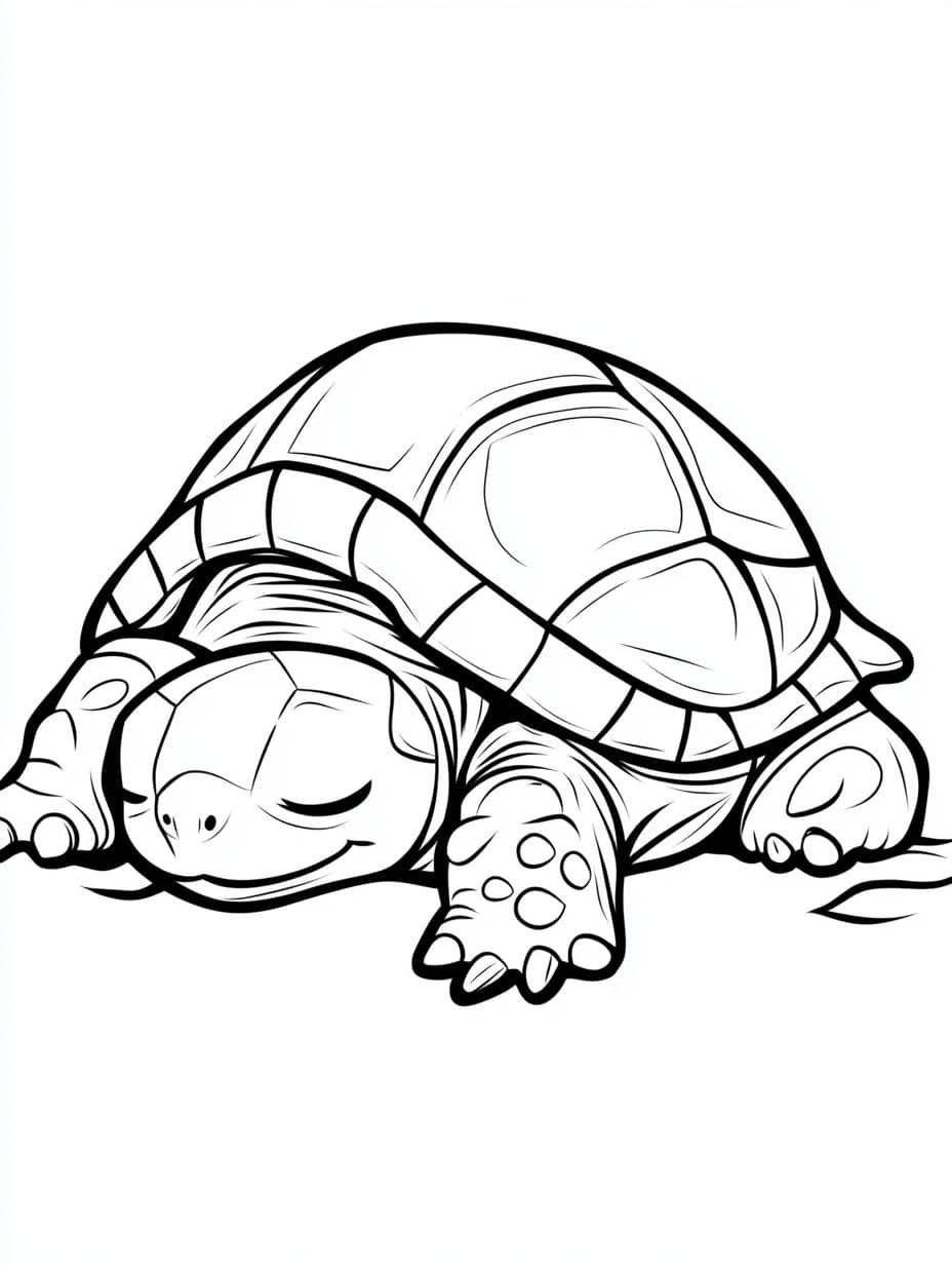 Coloriage Tortue En Train De Dormir