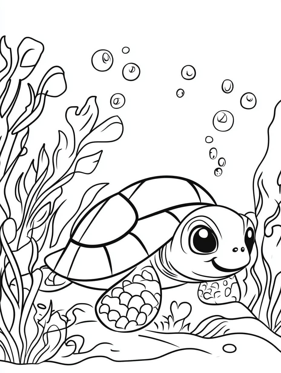 Coloriage Tortue En Train De Se Coucher