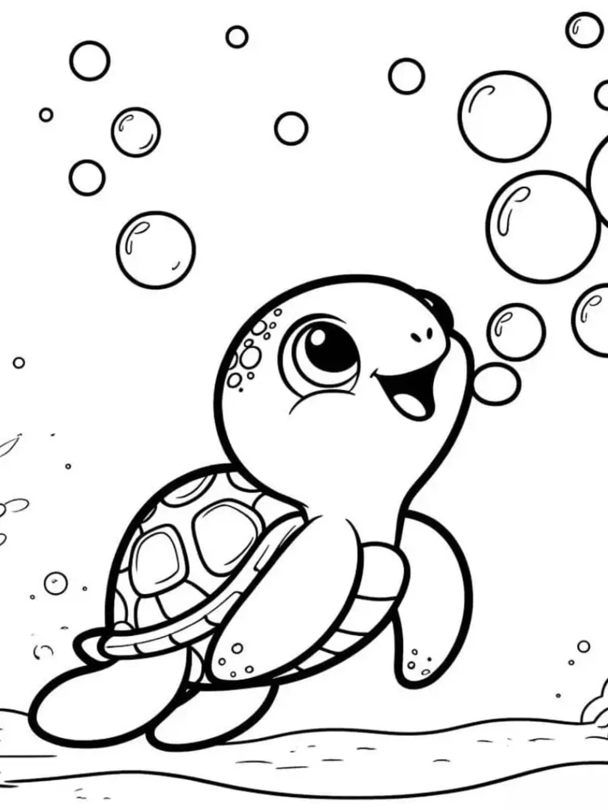 Coloriage Tortue Sous La Mer