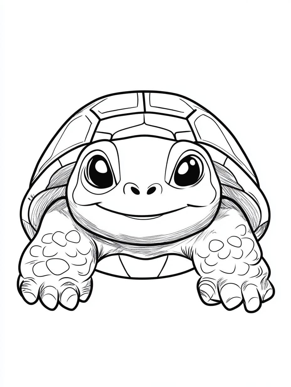 Coloriage Tortue Sur La Terre En Train De Rire