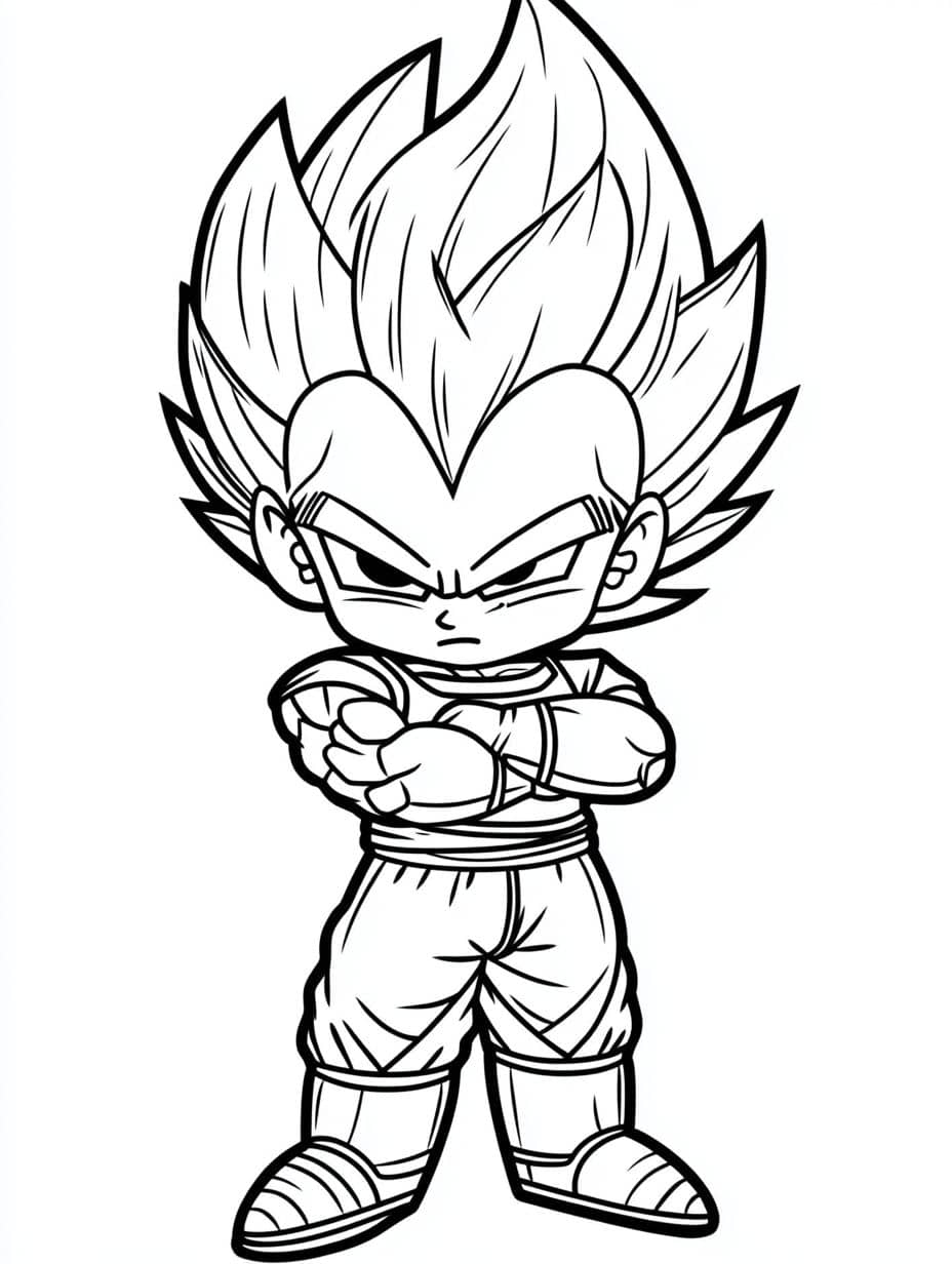 Coloriage Vegeta Chibi Bras Croises Fier