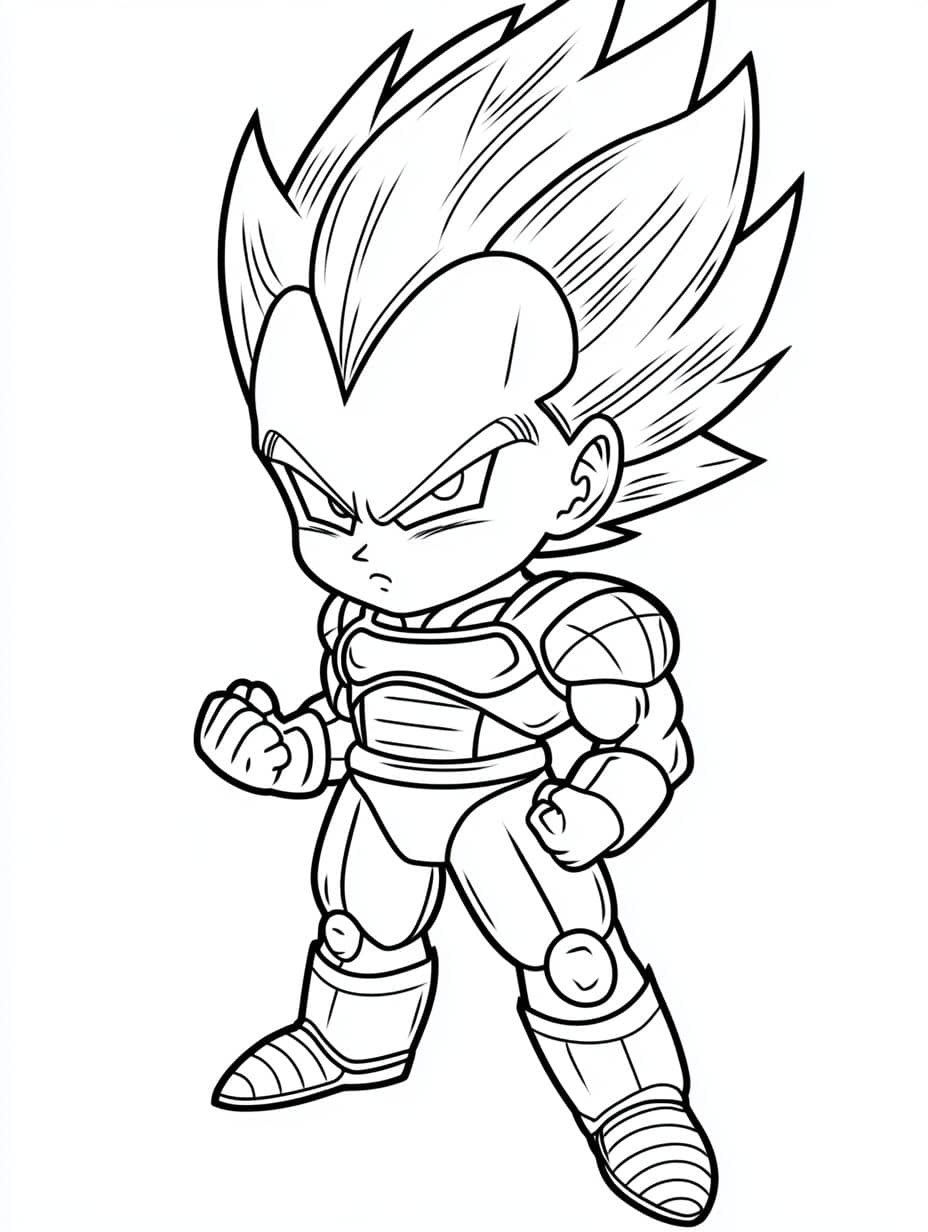 Coloriage Vegeta Chibi Pose De Combat Saiyan