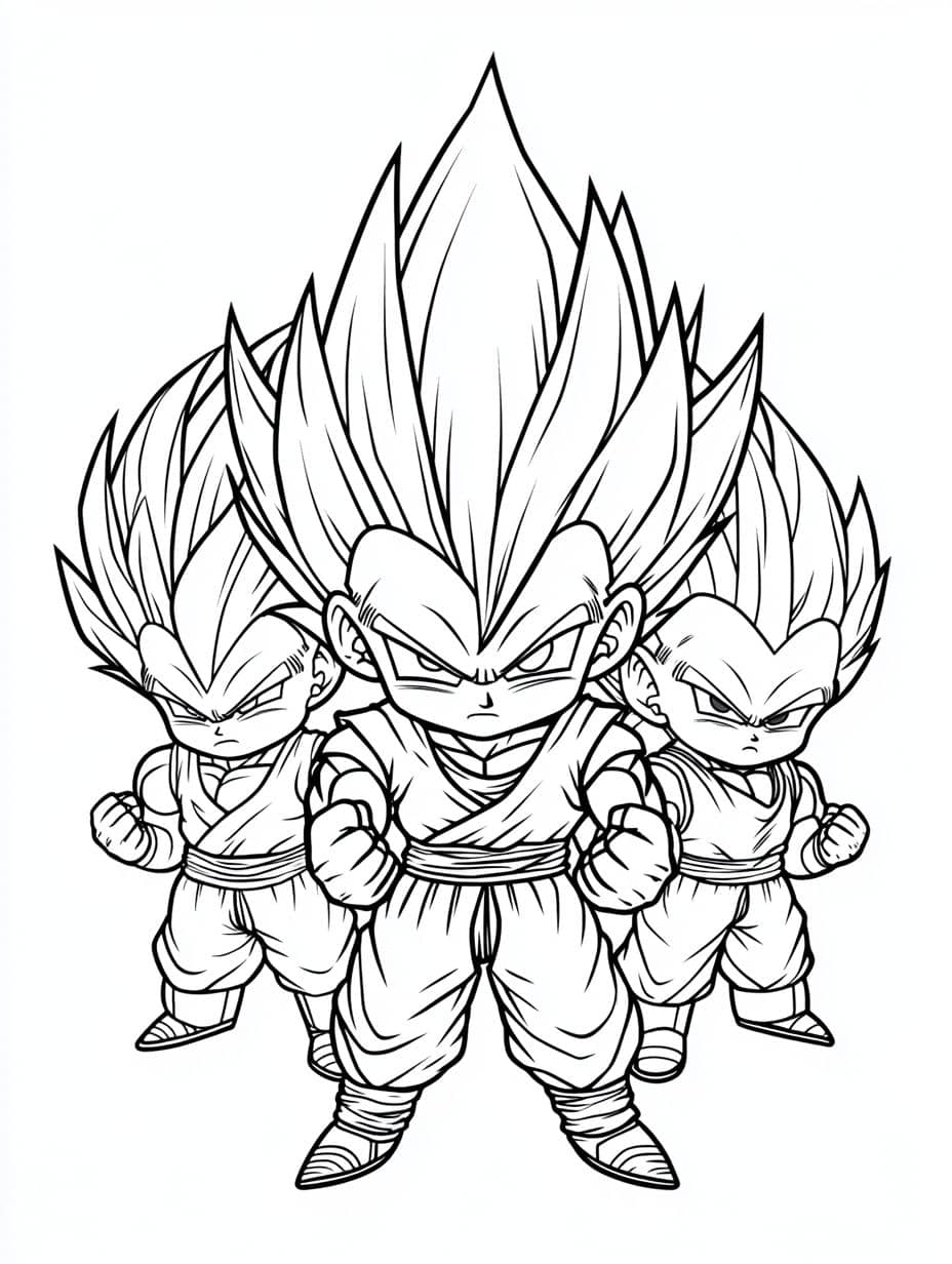 Coloriage Vegeta Chibi Regard Mefiant