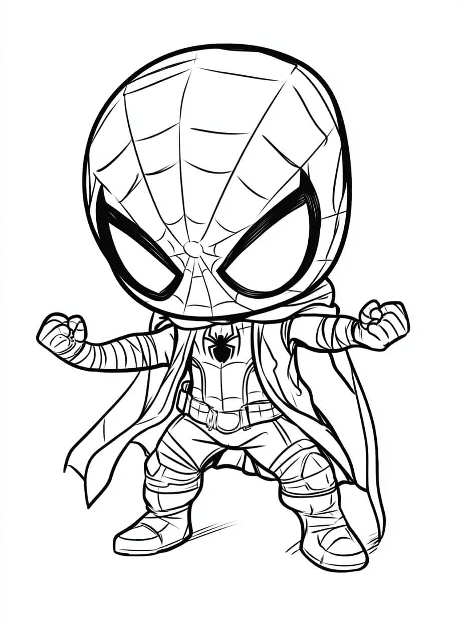 coloriages spiderman style chibi mignon