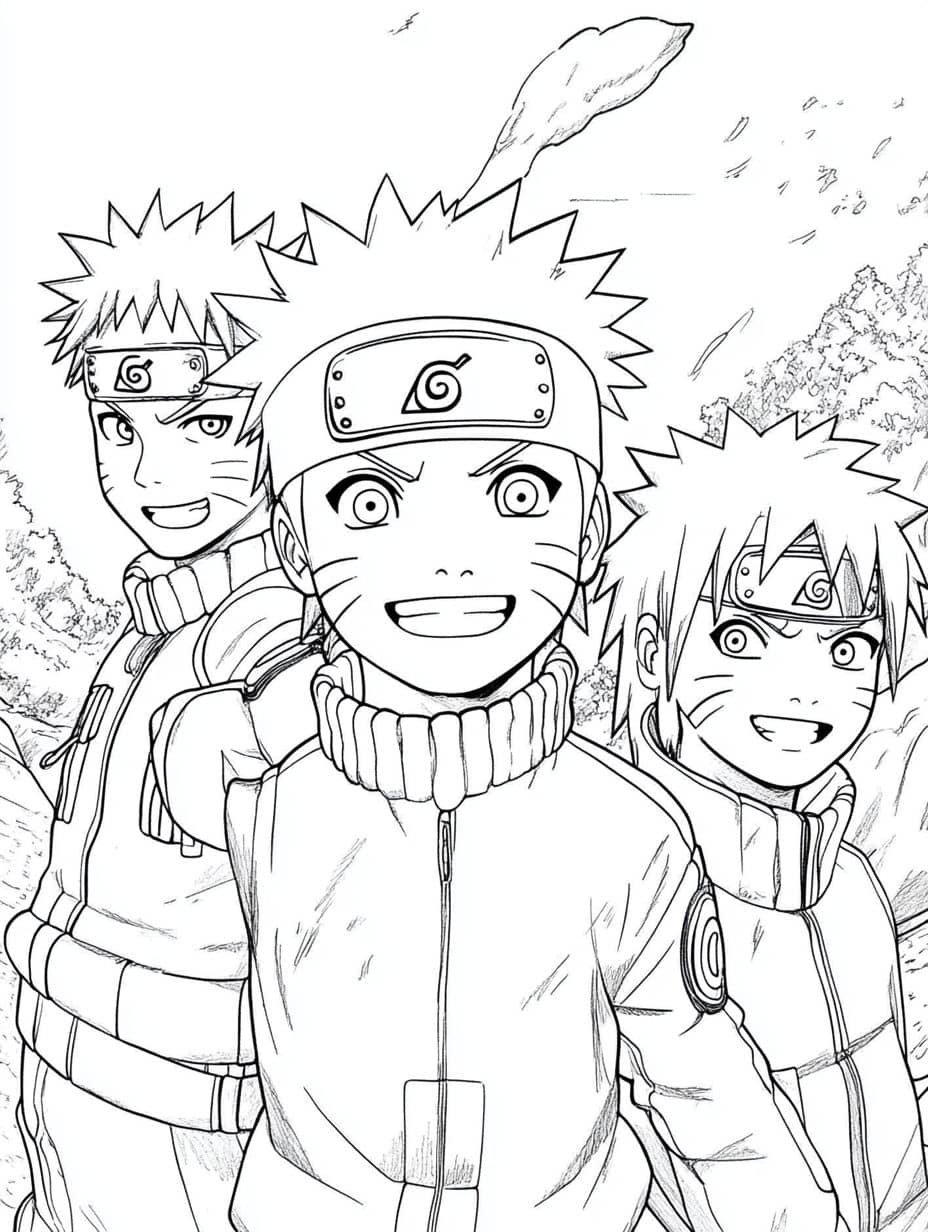 dessin a colorier naruto equipe complet