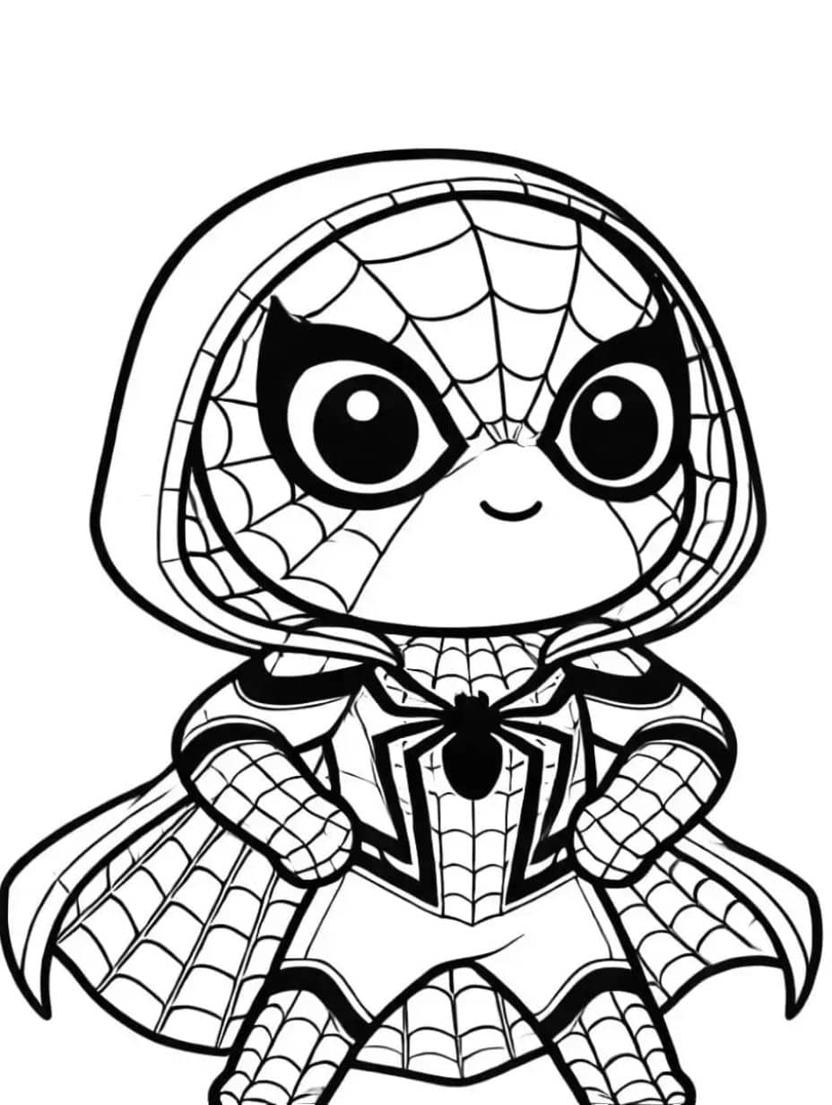 dessin a colorier spiderman version kawaii