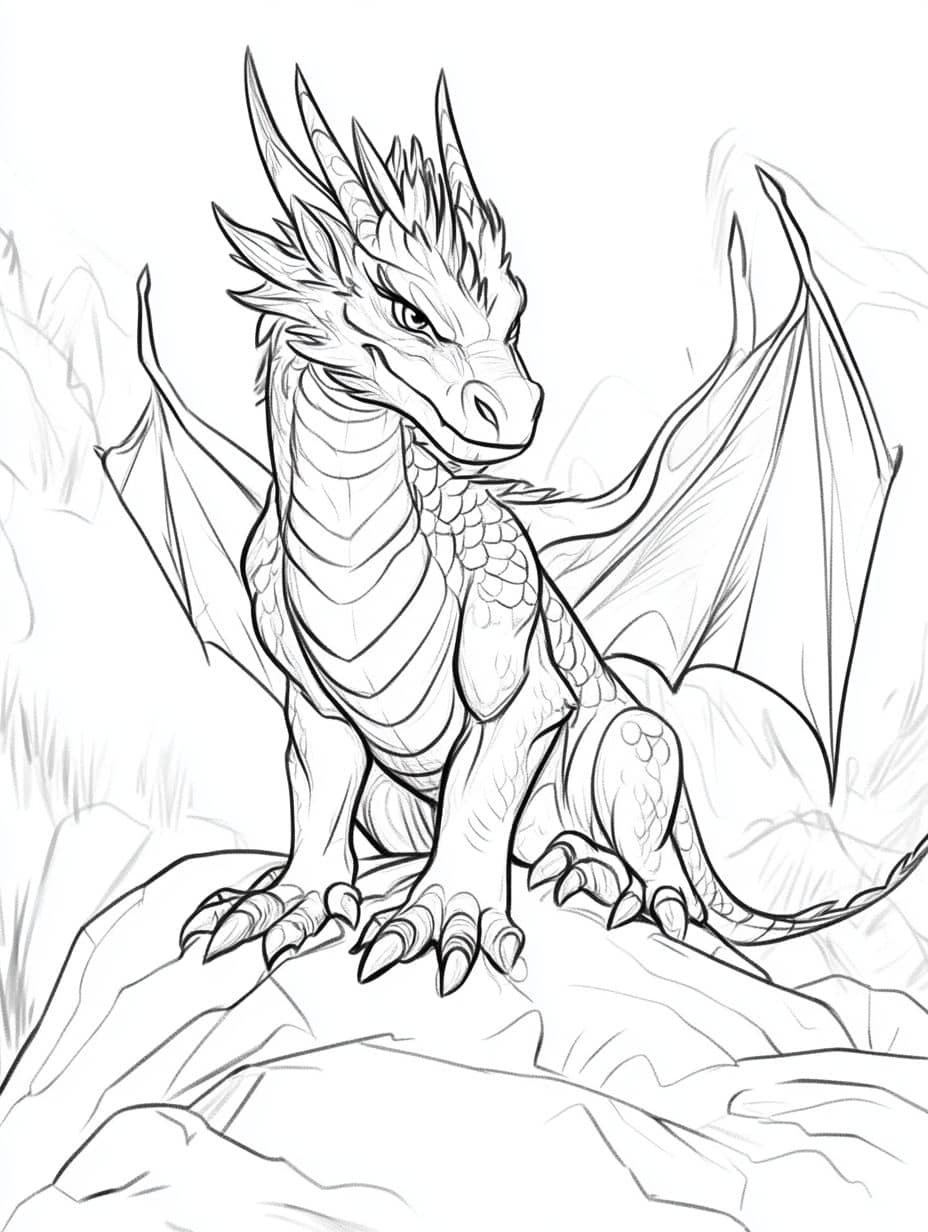 dragon avec ecailles coloriage