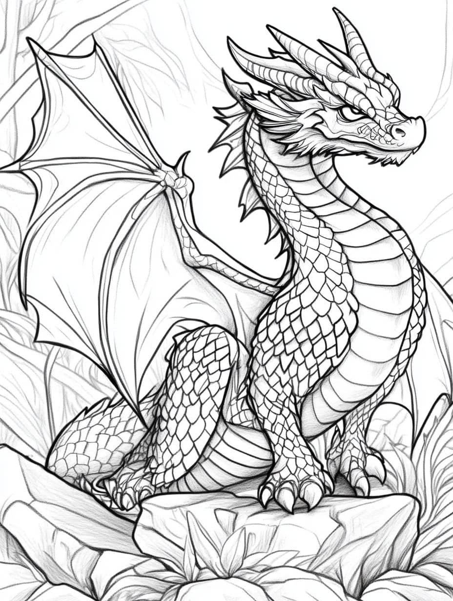 dragon de pierre coloriage