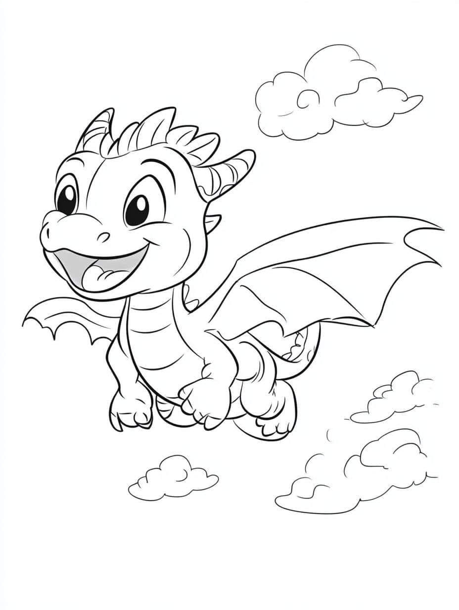 dragon volant coloriage