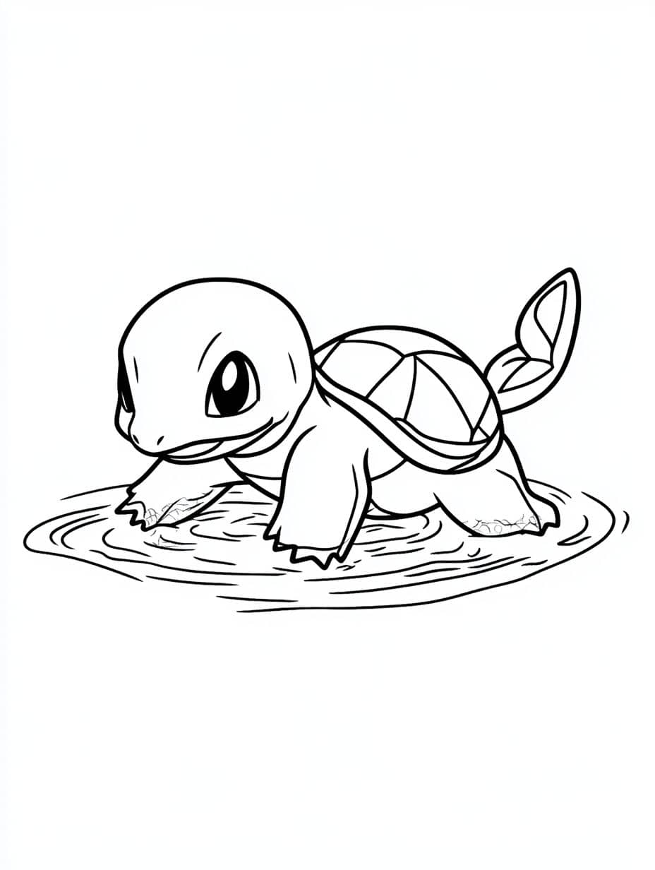 feuille a colorier squirtle bain