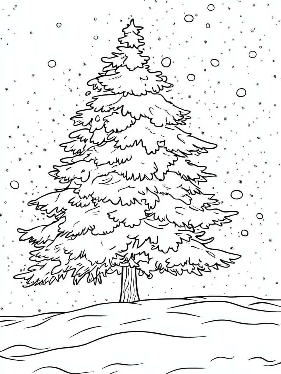 Joli Pin Hiver Coloriage