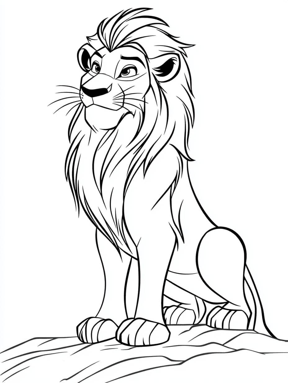 Lion Au Repos Coloriage