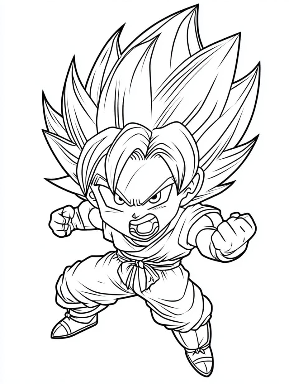 Oloriage Goku Chibi Super Saiyan Kawaii