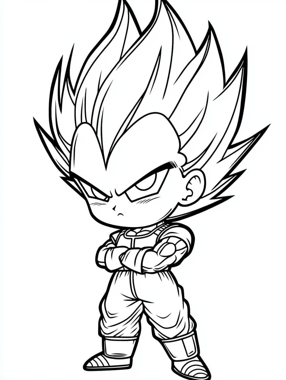 Oloriage Vegeta Chibi Pose De Combat Saiyan