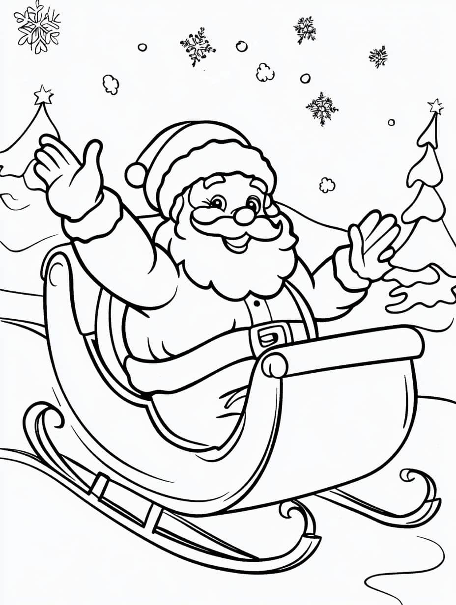 pere noel et son traineau coloriage