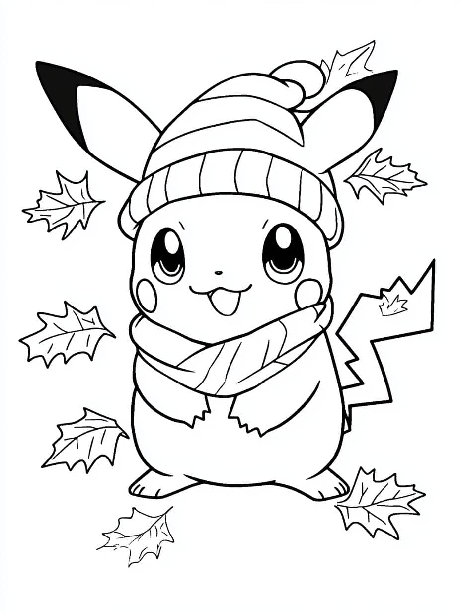 pikachu hiver a imprimer et colorier