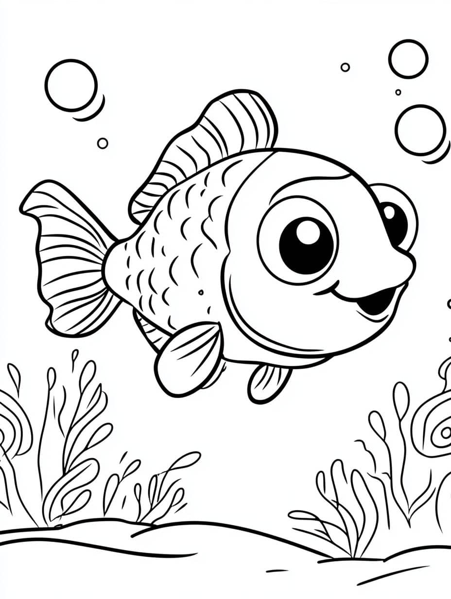 Poisson Avec Bulles Coloriage