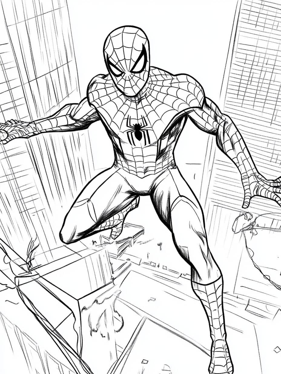 spiderman grimpeur de mur coloriage