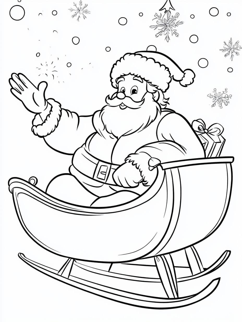 traineau avec cadeaux coloriage noel