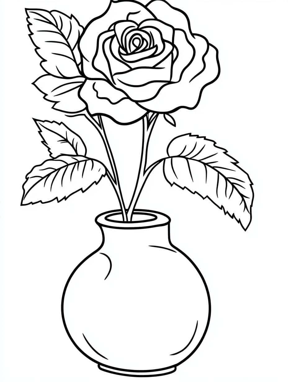 Vase De Coloriage Roses