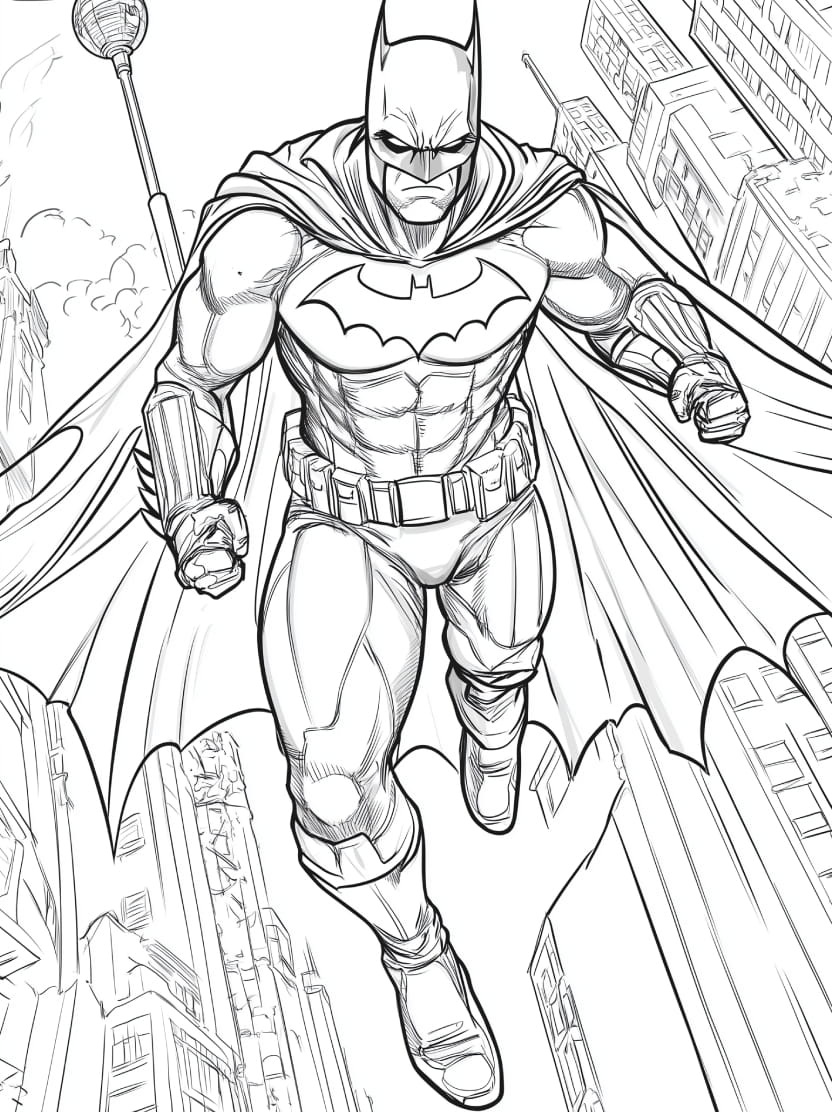 Batman Coloriage A Cote Des Batiments