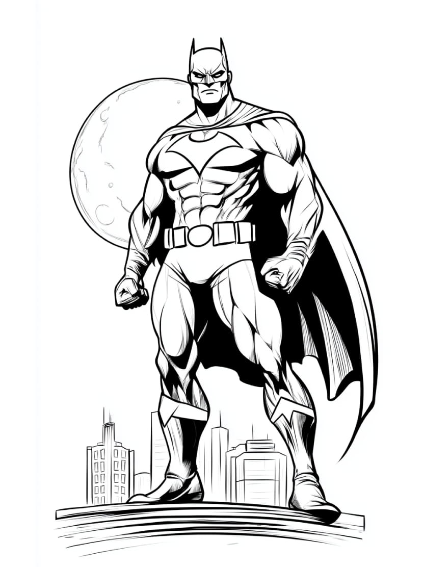 Batman Coloriage Dans Le Ciel Nocturne