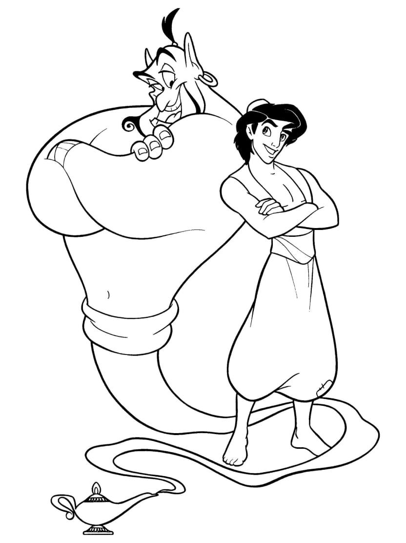 Coloriage Aladin Avec Des Personnages Preferes