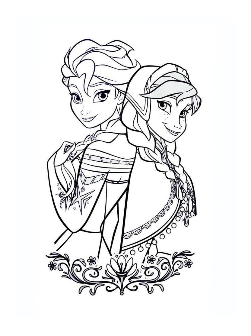 Coloriage Anna Et Elsa Joyeux