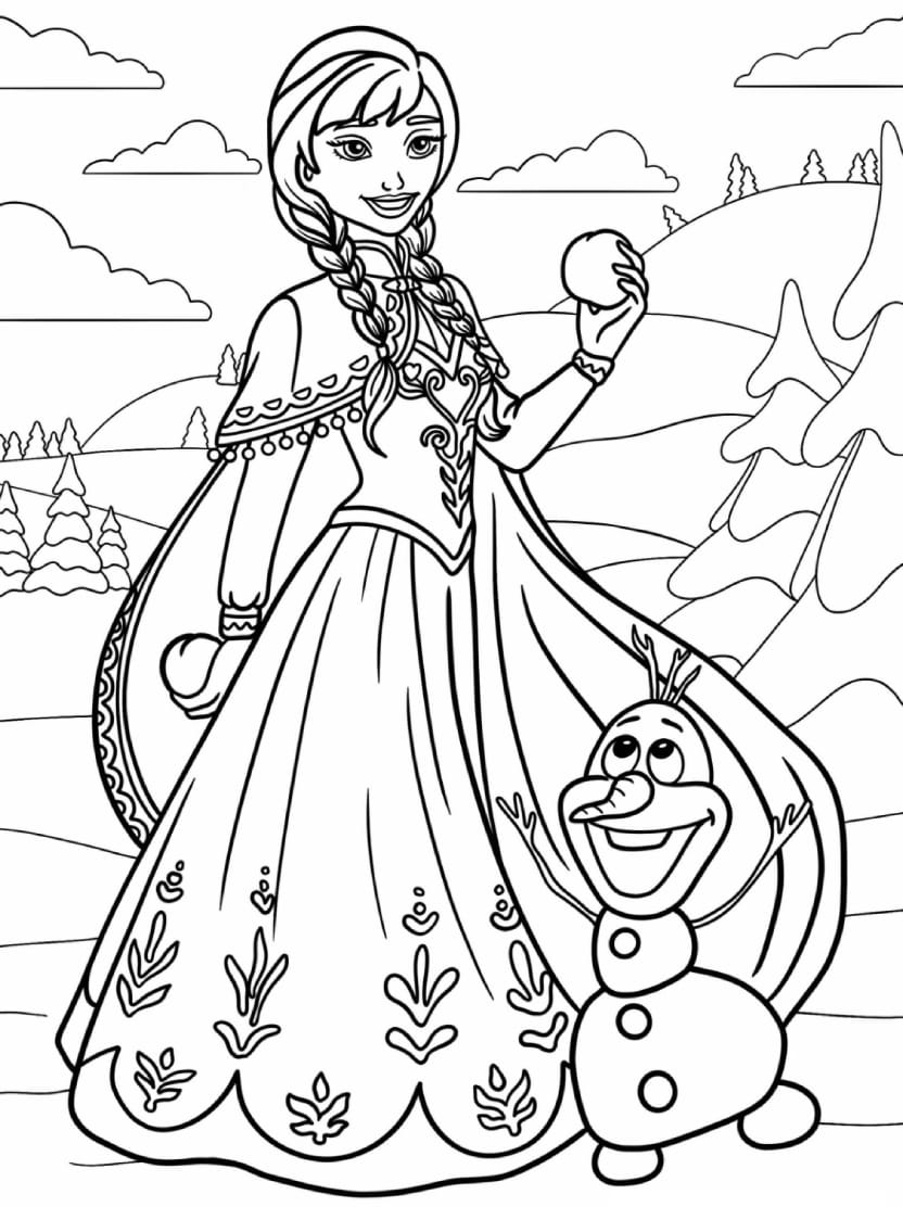 Coloriage Anna Et Olaf