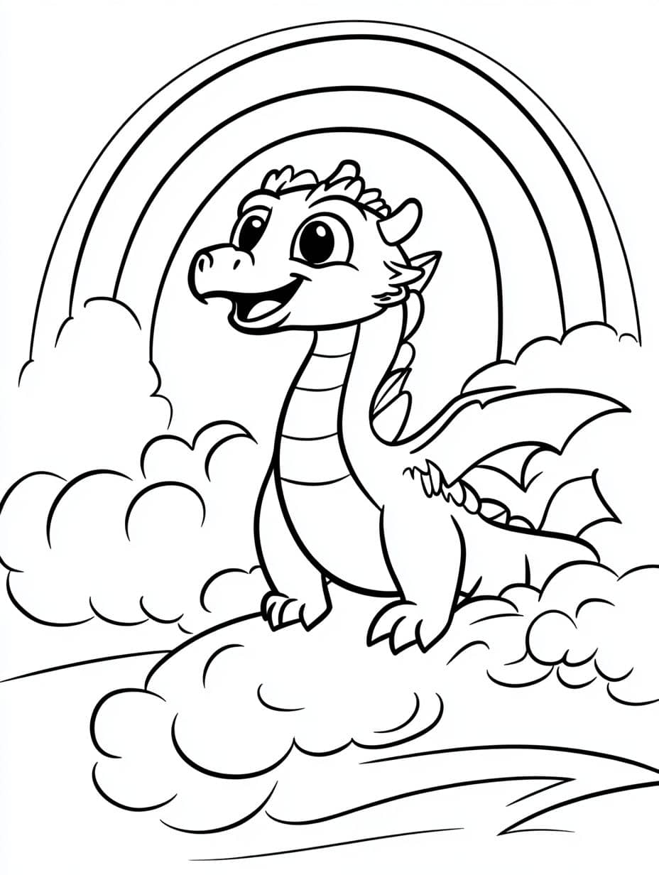 Coloriage Arc En Ciel Avec Dragon