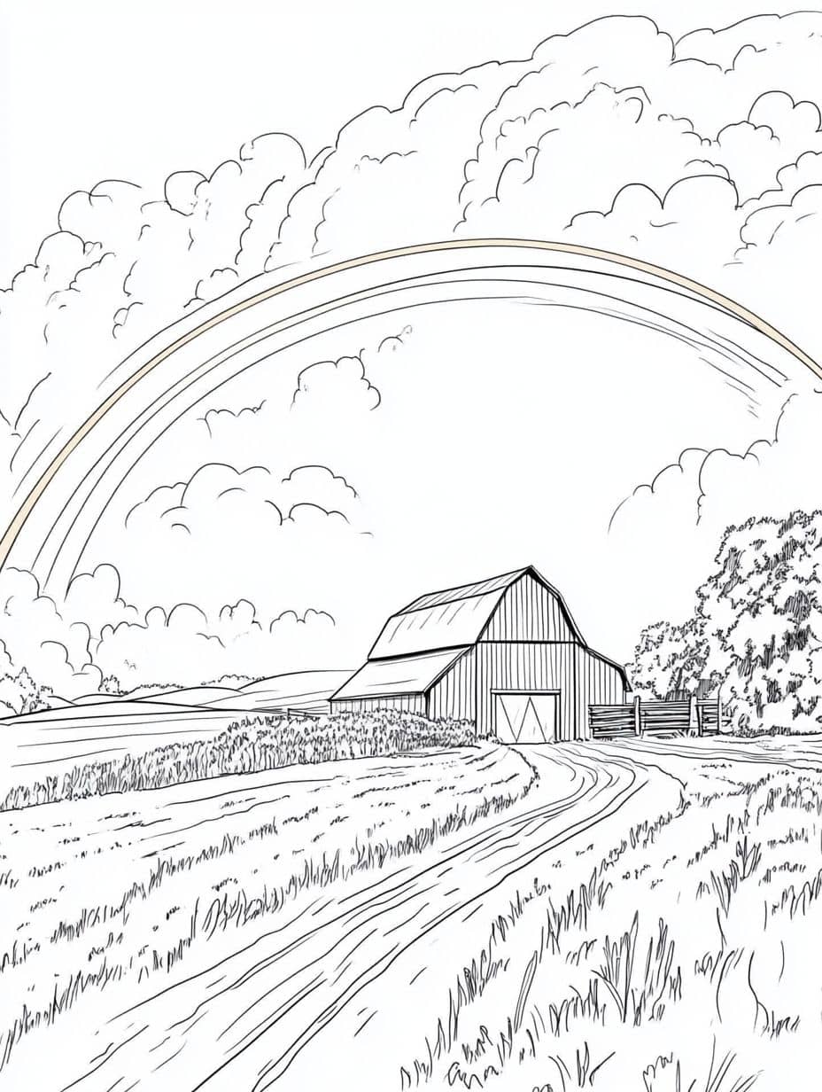 Coloriage Arc En Ciel Avec Montagne