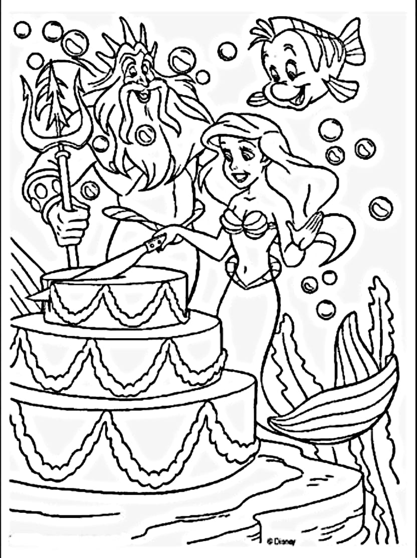 Coloriage Ariel Anniversaire