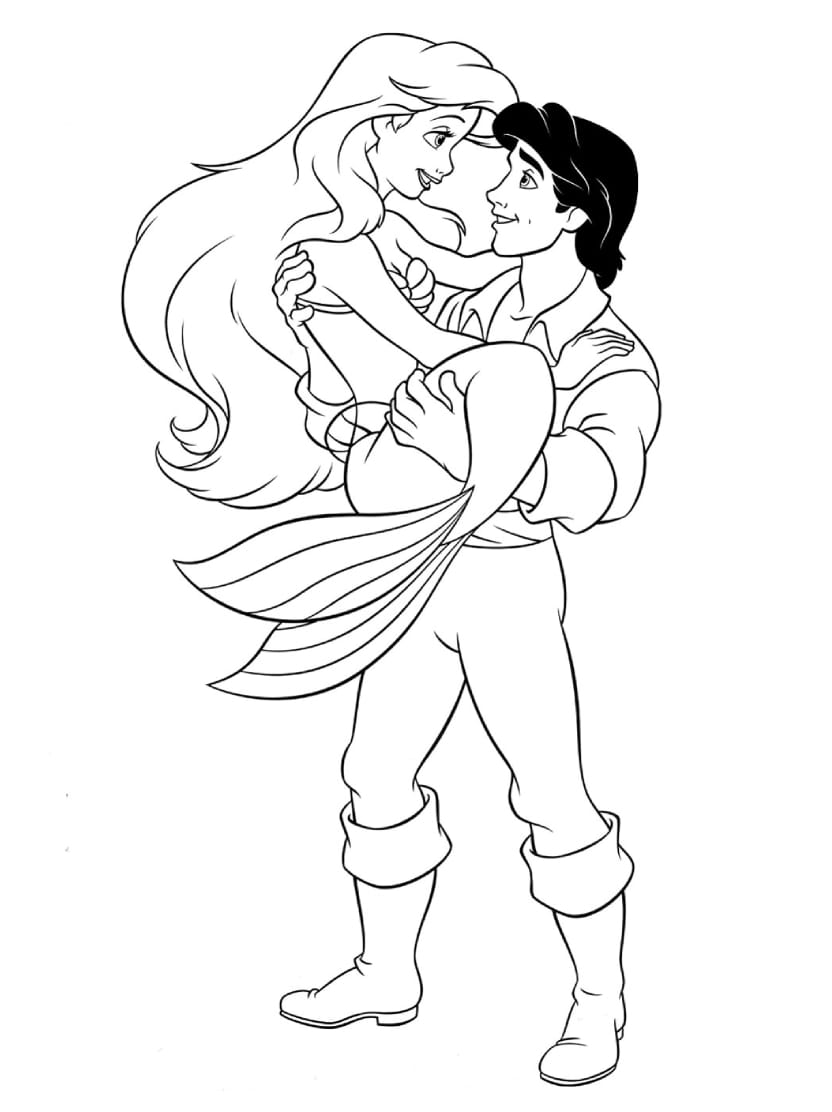 Coloriage Ariel Avec Le Prince