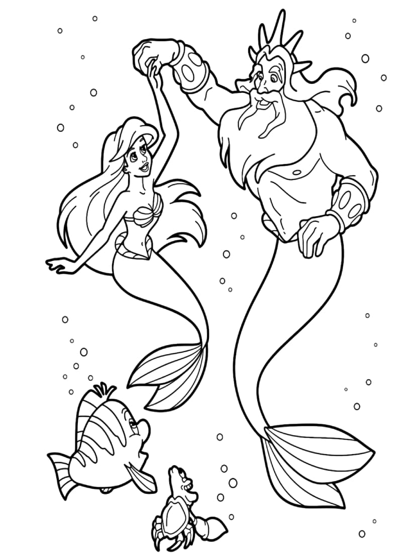 Coloriage Ariel Avec Son Pere