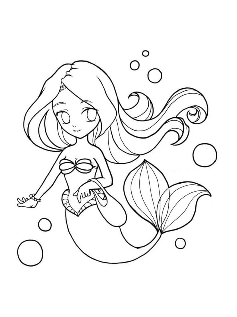 Coloriage Ariel Chibi