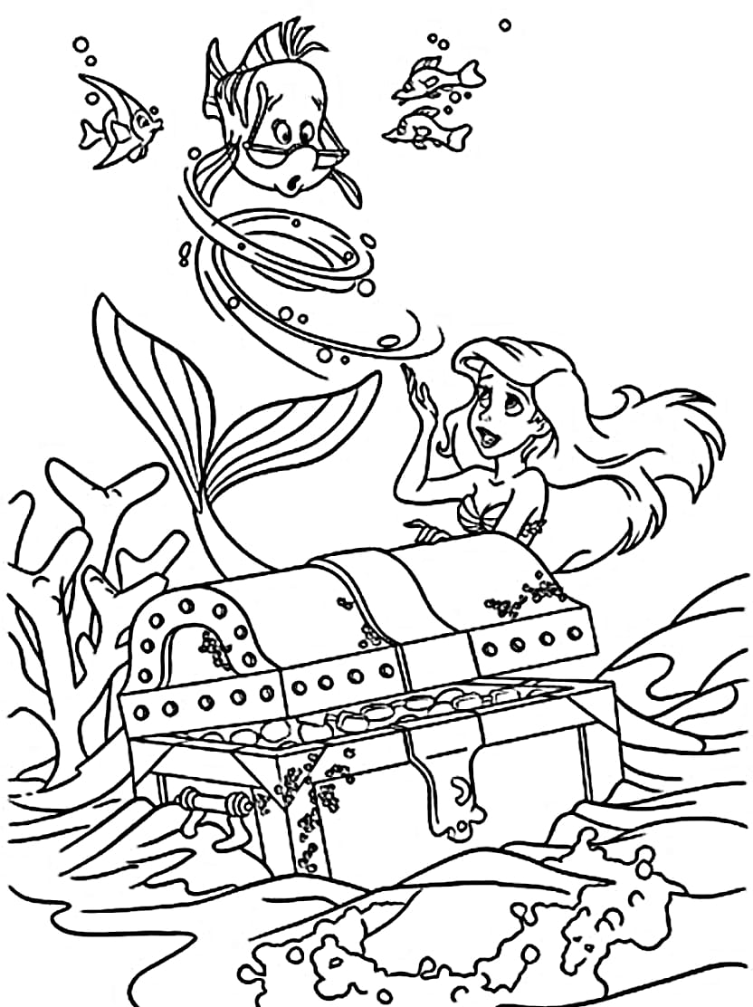 Coloriage Ariel Et Le Tresor Sous La Mer