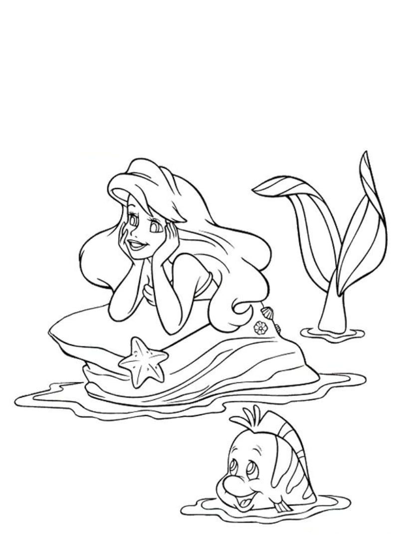 Coloriage Ariel Et Son Ami Poisson