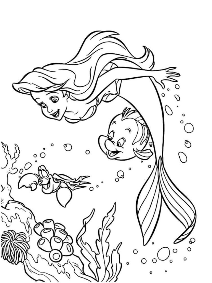 Coloriage Ariel Sous La Mer