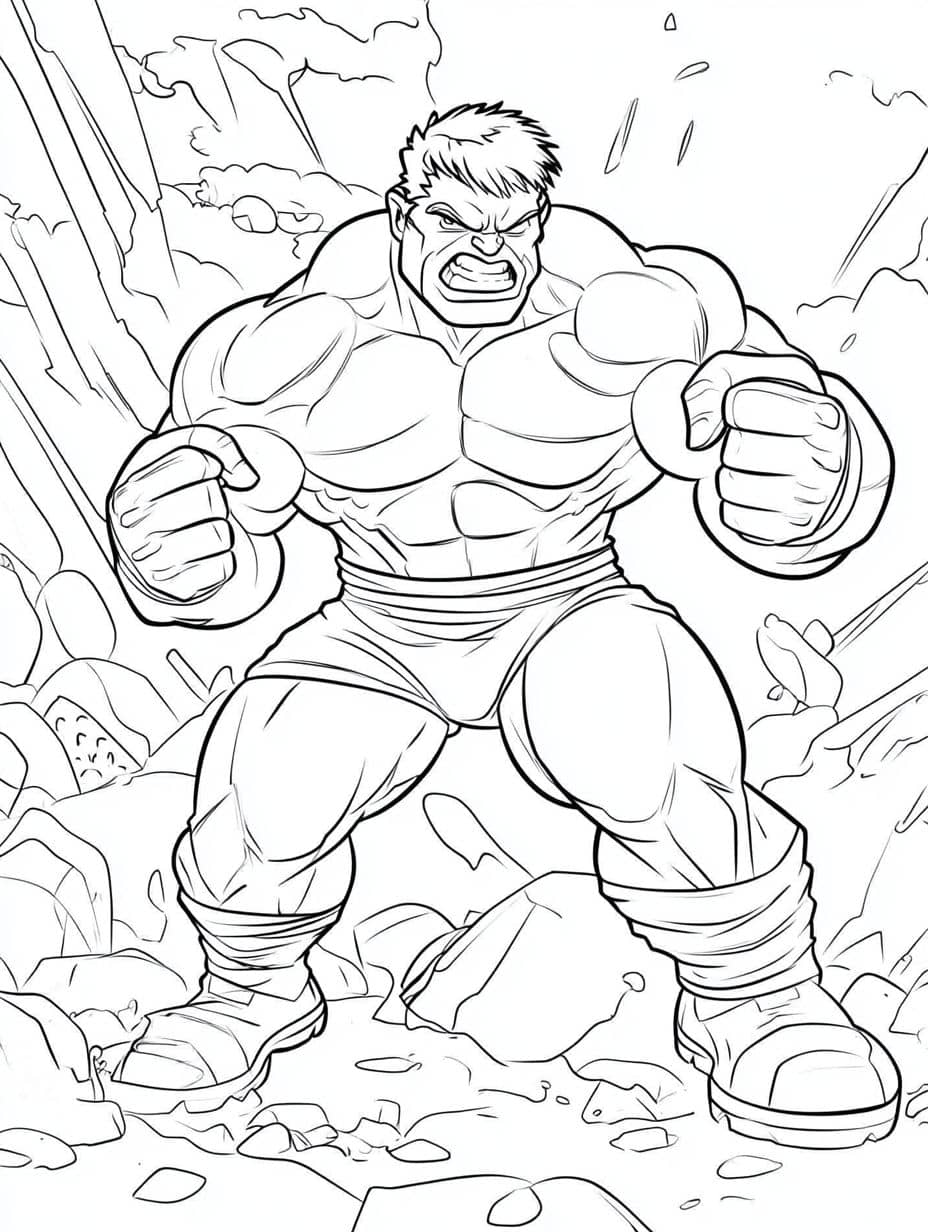 Coloriage Avengers Hulk En Combat