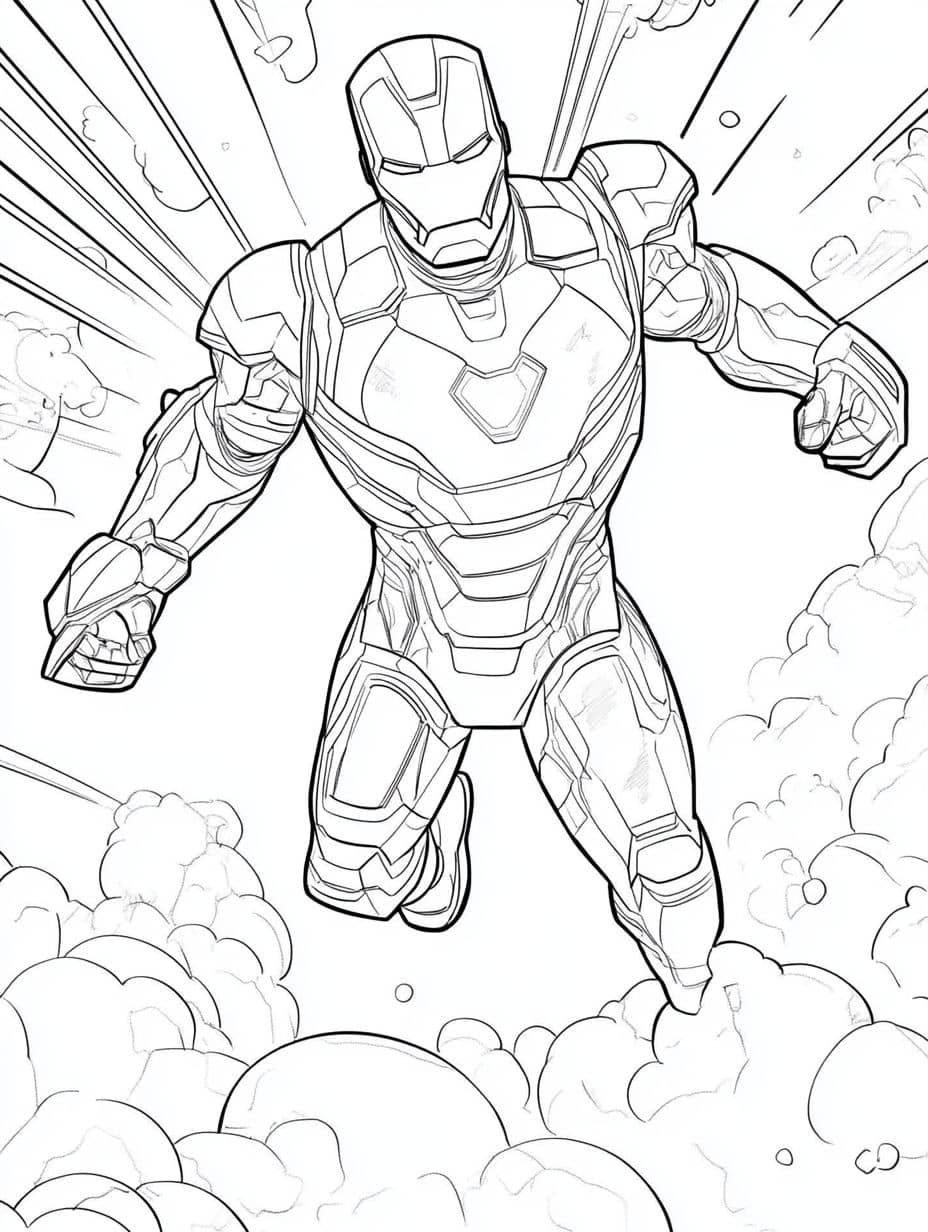 Coloriage Avengers Iron Man En Combat