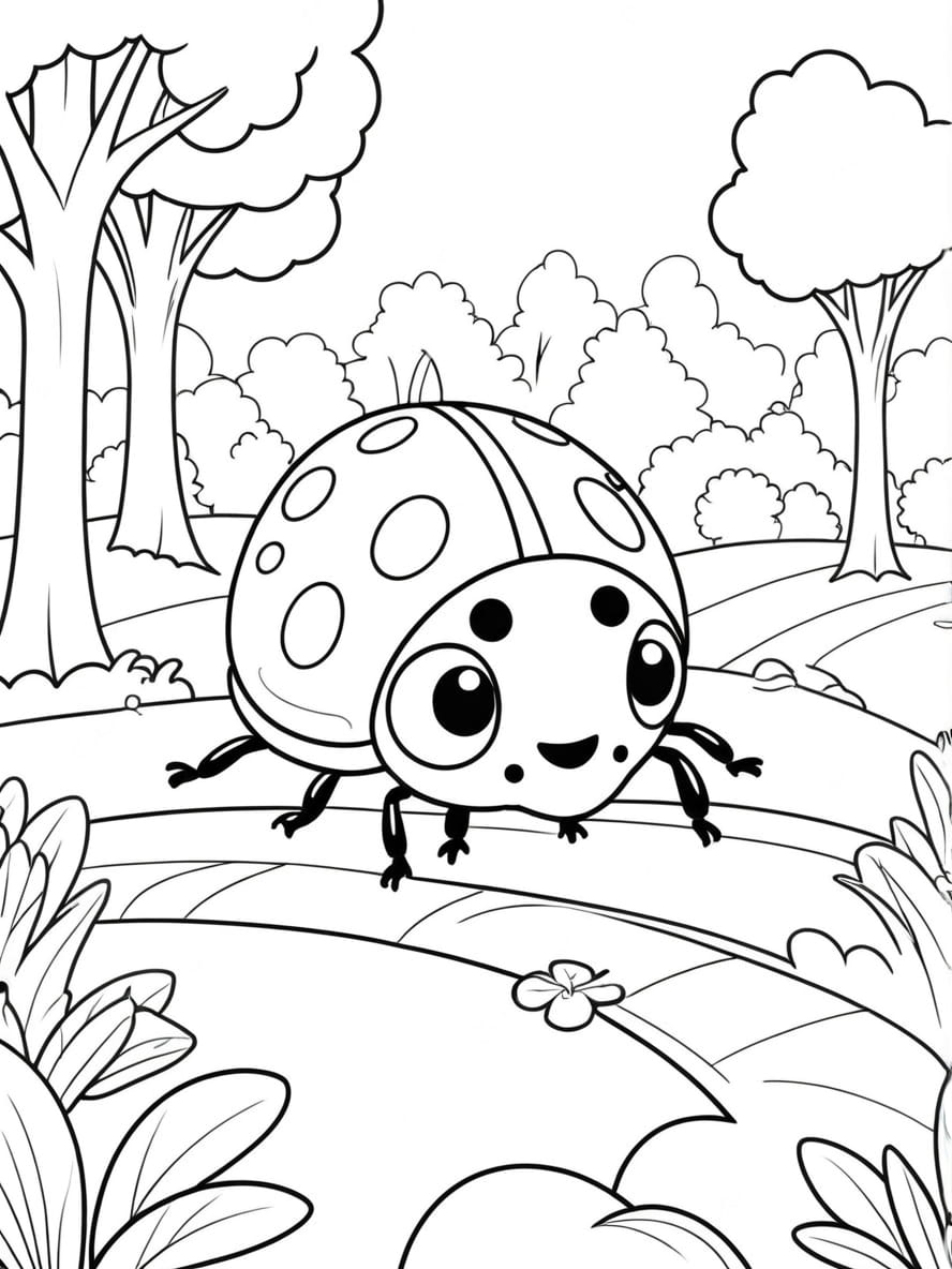 Coloriage Aventure Des Coccinelles Dans Le Parc