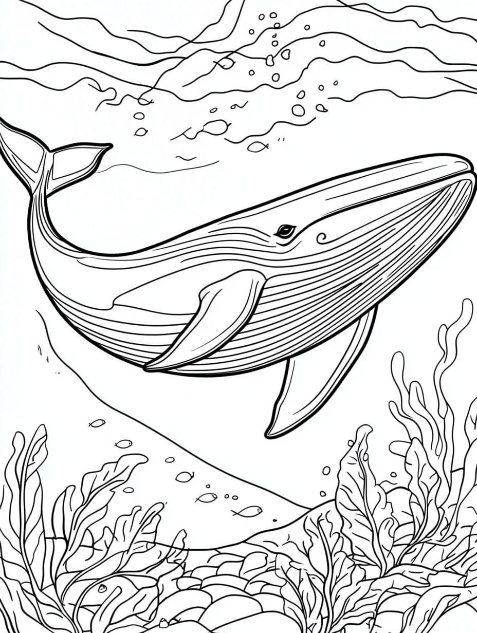 Coloriage Baleine Bleue Dans L Ocean