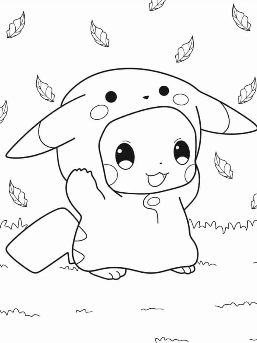 Coloriage Bebe Pikachu Kawaii Pour Les Enfants D Age Prescolaire