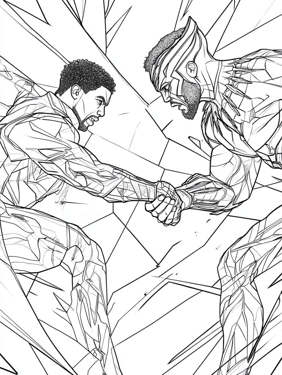 Coloriage Black Panther Et Killmonger Face A Face