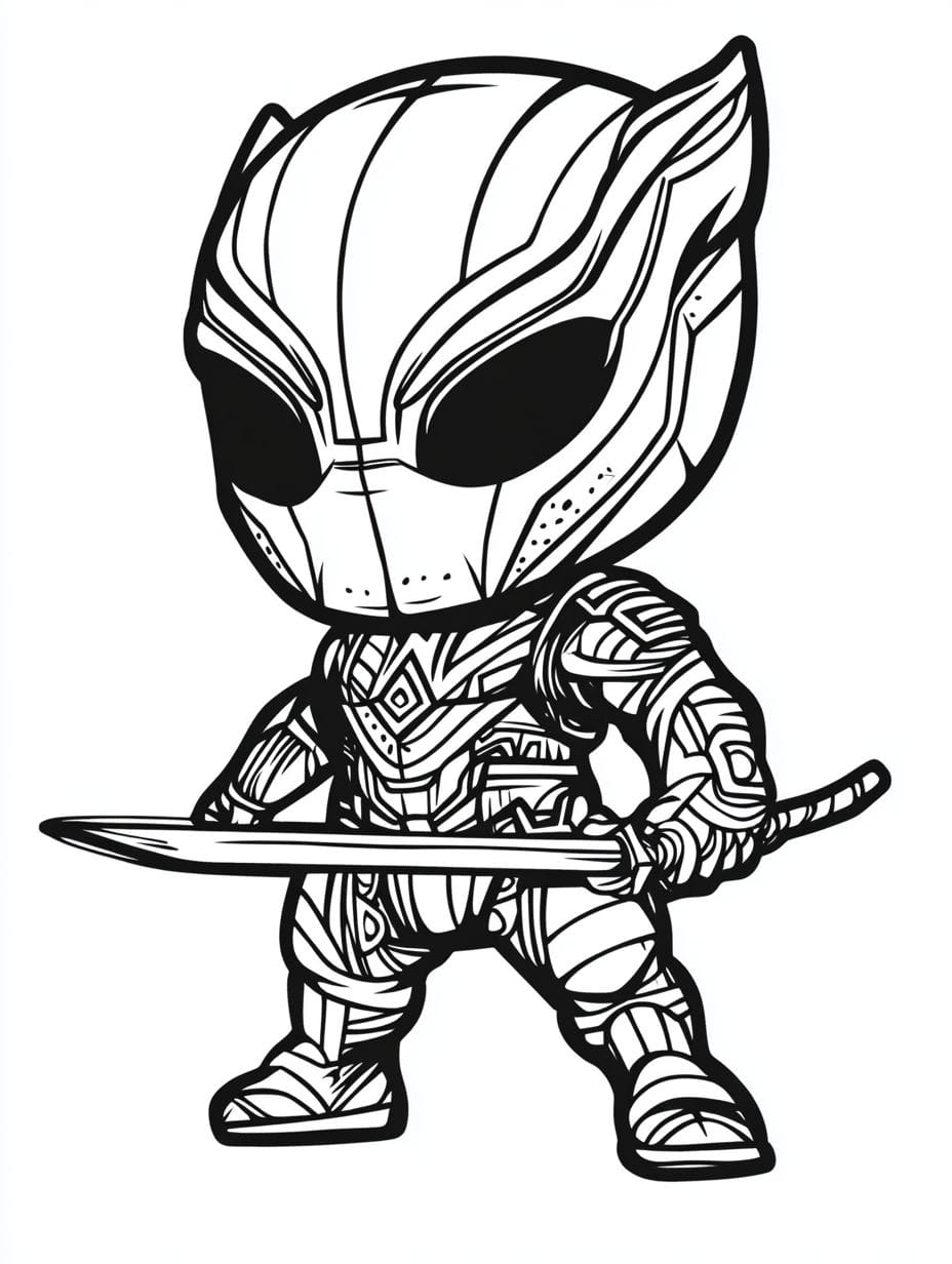 Coloriage Black Panther Sombre Chibi